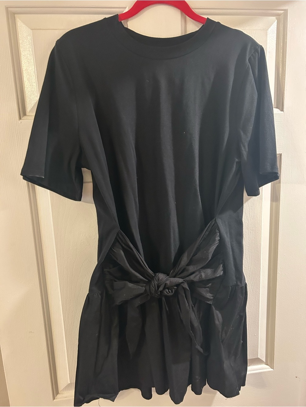 ASOS Black Short Sleeve Tie-Front Dress
